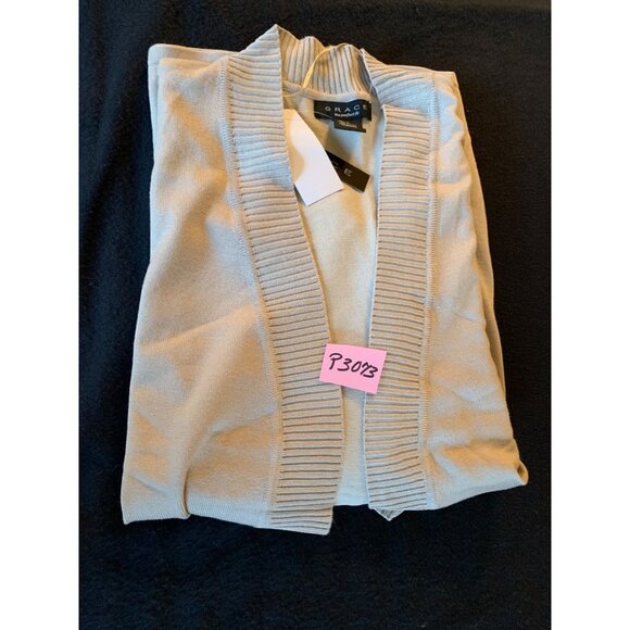 Grace Beige Open Front Cardigan Sweater Size Large Rayon Nylon Womens - Picture 8 of 8